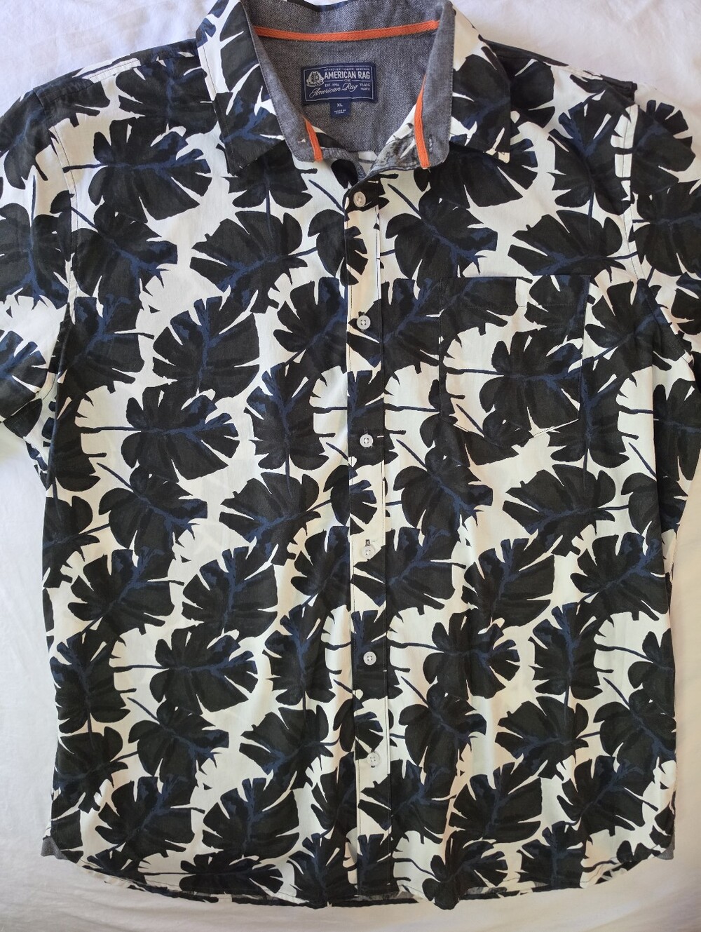 American Rag Men's XL Tropical Monstera Palm Leaf Button Up Shirt 100% Cotton